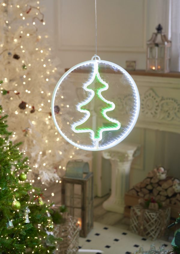 Светодиодная новогодняя фигура елка белый и зеленый