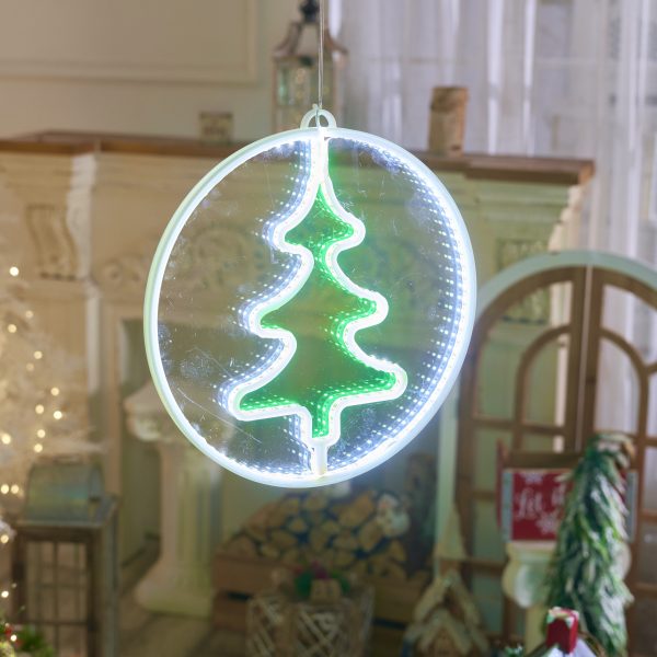 Светодиодная новогодняя фигура елка белый и зеленый