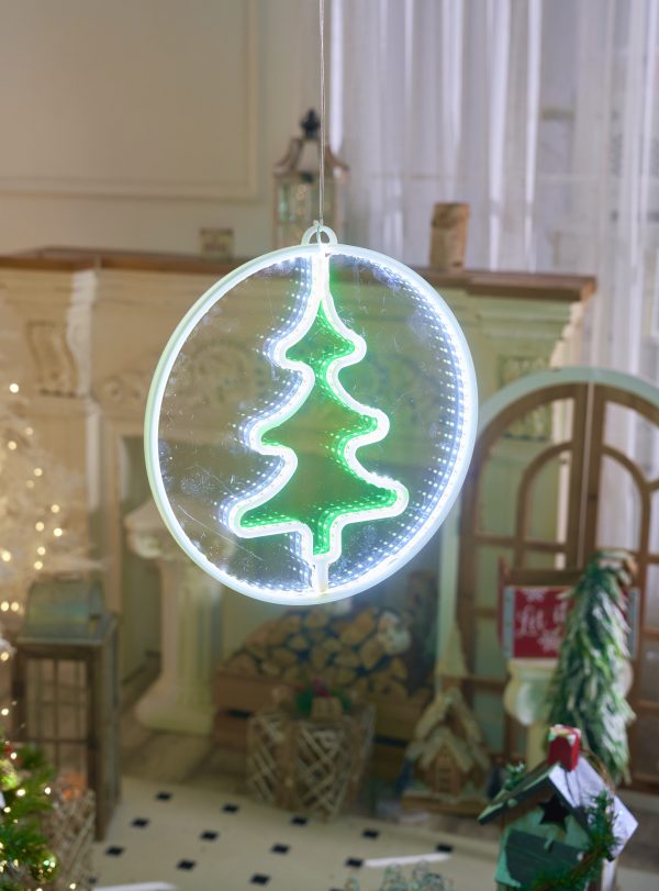Светодиодная новогодняя фигура елка белый и зеленый