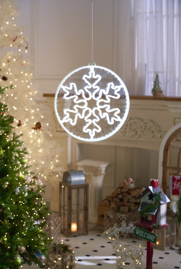Светодиодная новогодняя фигура снежинка белый