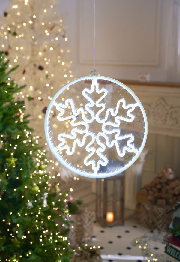 Светодиодная новогодняя фигура снежинка белый