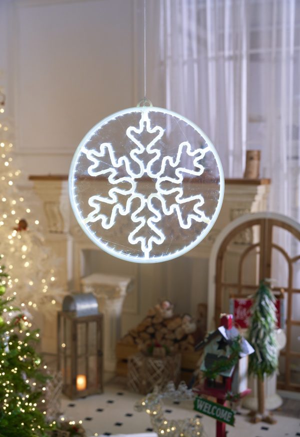 Светодиодная новогодняя фигура снежинка белый