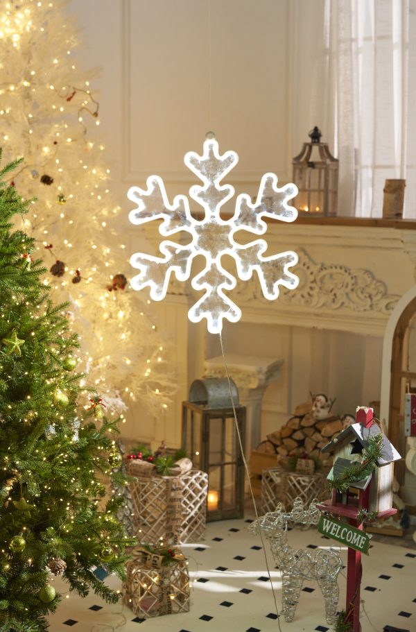 Светодиодная новогодняя фигура снежинка белый
