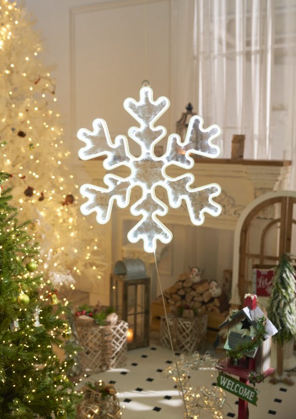 Светодиодная новогодняя фигура снежинка белый