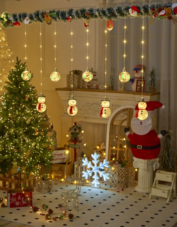 Гирлянда штора снеговички и шарики 3м 3 ватт