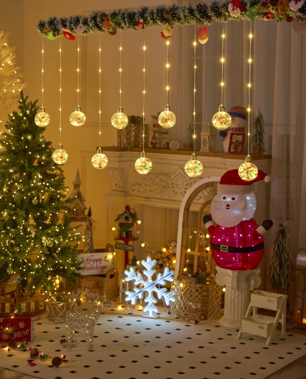 Гирлянда штора новогодние шарики 3м 4 ватт