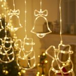 Гирлянда штора снеговик и колокольчики 3м