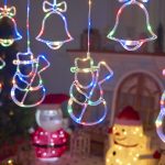 Гирлянда штора снеговик и колокольчики 3м